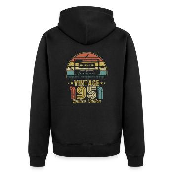 Vintage-Kassette 1951 - Unisex Premium Bio Zip Hoodie - Schwarz - Hinten - Nico (187cm)