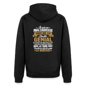 Je suis chanceux parce que j ai une fille génial - Veste à capuche bio Premium Unisexe - noir - Dos - Nico (187cm)