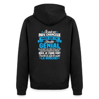 Je suis chanceux parce que j ai une fille génial - Veste à capuche bio Premium Unisexe - noir - Dos - Nico (187cm)
