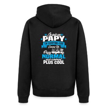 Un papy en camping-car comme un papy normal - Veste à capuche bio Premium Unisexe - noir - Dos - Nico (187cm)