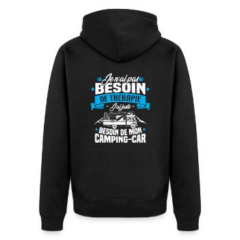 Pas besoin de thérapie, besoin de mon camping-car - Veste à capuche bio Premium Unisexe - noir - Dos - Nico (187cm)