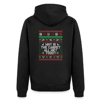 Warum ist der Teppich ganz nass Todd? - Unisex Premium Bio Zip Hoodie - Schwarz - Hinten - Nico (187cm)