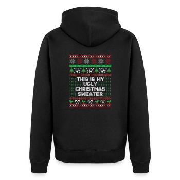 Das ist mein hässlicher Weihnachtspullover - Unisex Premium Bio Zip Hoodie - Schwarz - Hinten - Nico (187cm)