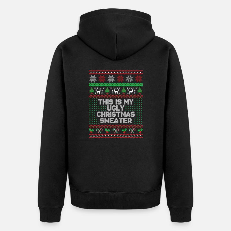 Das ist mein hässlicher Weihnachtspullover - Unisex Premium Bio Zip Hoodie - Schwarz