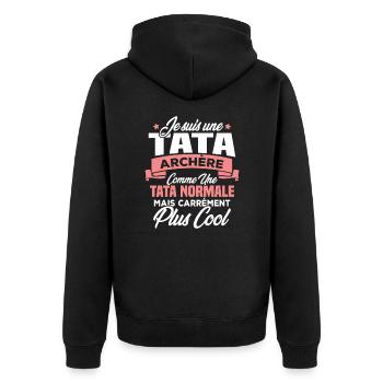 Je suis une tata archère - Veste à capuche bio Premium Unisexe - noir - Dos - Nico (187cm)