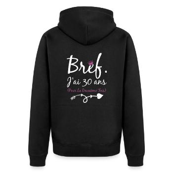 Femme cadeau d'anniversaire 60 ans - Veste à capuche bio Premium Unisexe - noir - Dos - Nico (187cm)