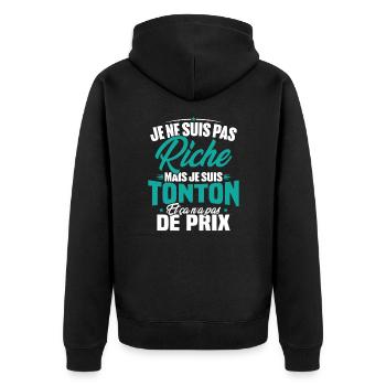 Je ne suis pas riche mais je suis tonton - Veste à capuche bio Premium Unisexe - noir - Dos - Nico (187cm)