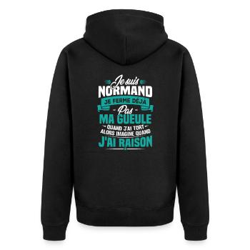 Humour cadeau Je suis Normand - Veste à capuche bio Premium Unisexe - noir - Dos - Nico (187cm)