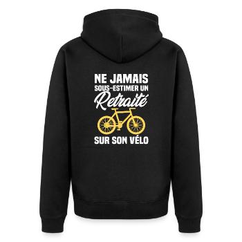 Ne jamais sous estimer un retraité sur son vélo - Veste à capuche bio Premium Unisexe - noir - Dos - Nico (187cm)