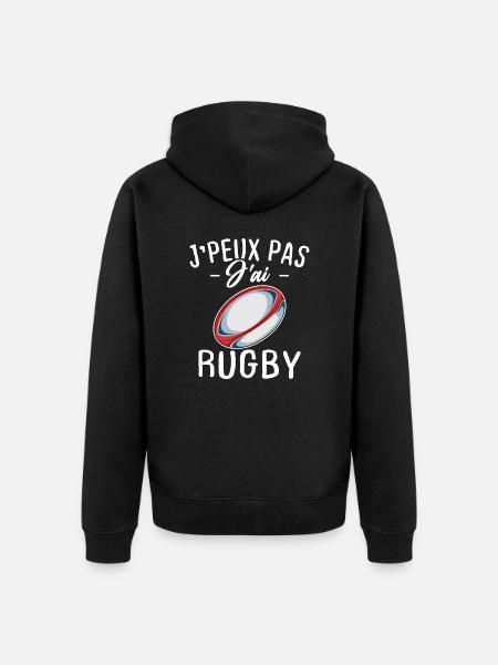 I can't I have rugby - Unisex Premium Organic Zip Hoodie - black