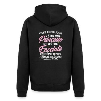 Une Princesse et Enceinte - Veste à capuche bio Premium Unisexe - noir - Dos - Nico (187cm)