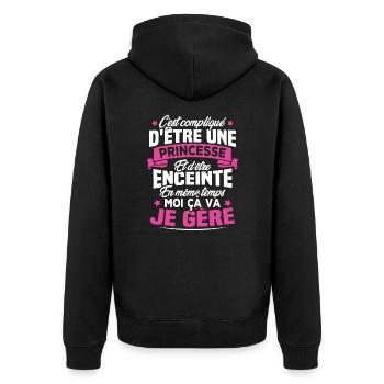 Une Princesse et Enceinte - Veste à capuche bio Premium Unisexe - noir - Dos - Nico (187cm)