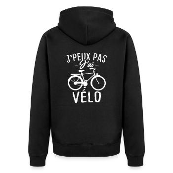 J'peux pas j'ai vélo - Veste à capuche bio Premium Unisexe - noir - Dos - Nico (187cm)