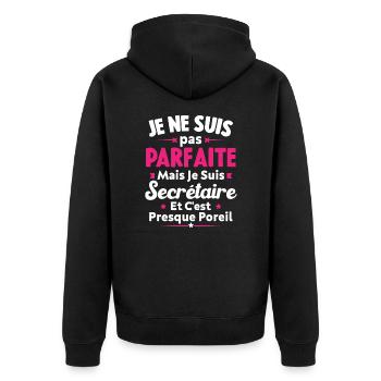 Je suis secrétaire - Veste à capuche bio Premium Unisexe - noir - Dos - Nico (187cm)