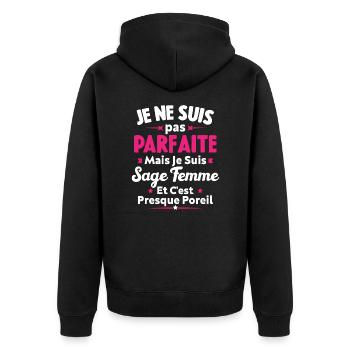 Je suis Sage femme - Veste à capuche bio Premium Unisexe - noir - Dos - Nico (187cm)