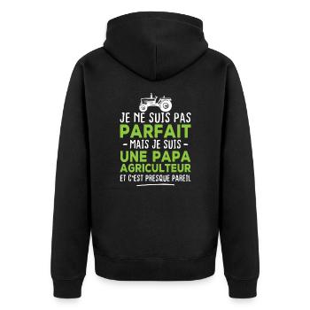 Pas parfait mais je suis une papa agriculteur - Veste à capuche bio Premium Unisexe - noir - Dos - Nico (187cm)