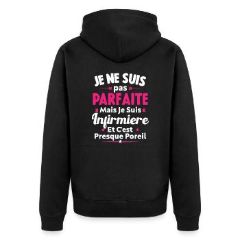 Pas parfaite mais je suis Infirmière - Veste à capuche bio Premium Unisexe - noir - Dos - Nico (187cm)