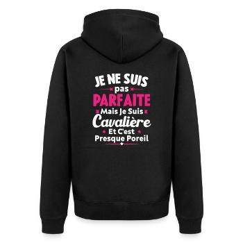 Pas parfaite mais je suis cavalière - Veste à capuche bio Premium Unisexe - noir - Dos - Nico (187cm)