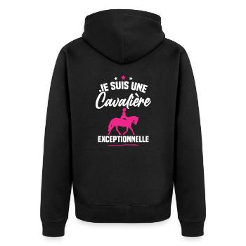 Je suis une cavalière exceptionnelle - Veste à capuche bio Premium Unisexe - noir - Dos - Nico (187cm)