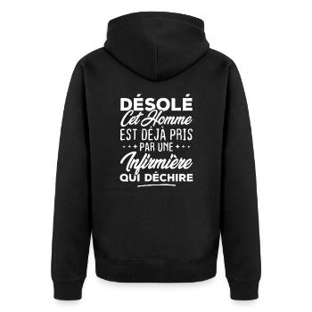 Cet homme est déjà pris par une infirmière - Veste à capuche bio Premium Unisexe - noir - Dos - Nico (187cm)