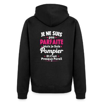 Pas parfaite mais je suis Pompier - Veste à capuche bio Premium Unisexe - noir - Dos - Nico (187cm)