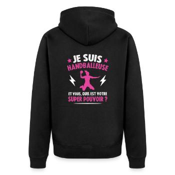 Handballeuse super-pouvoir - Veste à capuche bio Premium Unisexe - noir - Dos - Nico (187cm)