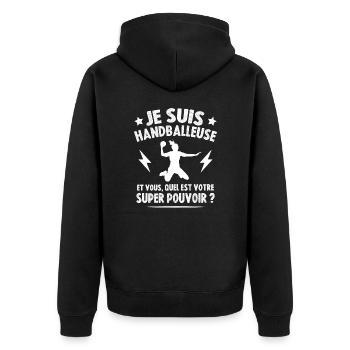 Handballeuse super-pouvoir - Veste à capuche bio Premium Unisexe - noir - Dos - Nico (187cm)