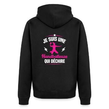 Je suis une handballeuse qui déchire - Veste à capuche bio Premium Unisexe - noir - Dos - Nico (187cm)