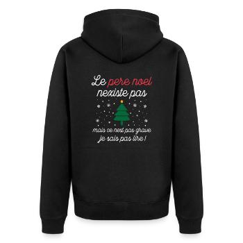 Le père noël n'existe pas - Veste à capuche bio Premium Unisexe - noir - Dos - Nico (187cm)