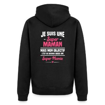 Mon objectif c'est de devenir une super mamie - Veste à capuche bio Premium Unisexe - noir - Dos - Nico (187cm)