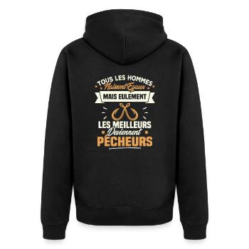 Les meilleurs hommes deviennent Pêcheurs - Veste à capuche bio Premium Unisexe - noir - Dos - Nico (187cm)