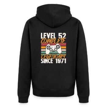 Birthday Gift, Level 52 Complete 1971 - Unisex Premium Organic Zip Hoodie - black - Back - Nico (187cm)