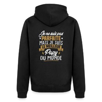 Pas parfaite mais le meilleur papy du monde - Veste à capuche bio Premium Unisexe - noir - Dos - Nico (187cm)