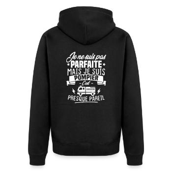 Pas parfaite mais je suis pompier - Cadeau pompier - Veste à capuche bio Premium Unisexe - noir - Dos - Nico (187cm)