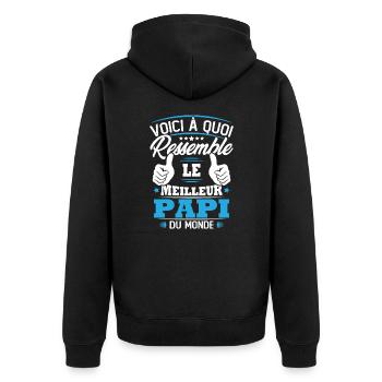 Voici à quoi ressemble le meilleur papi du monde - Veste à capuche bio Premium Unisexe - noir - Dos - Nico (187cm)