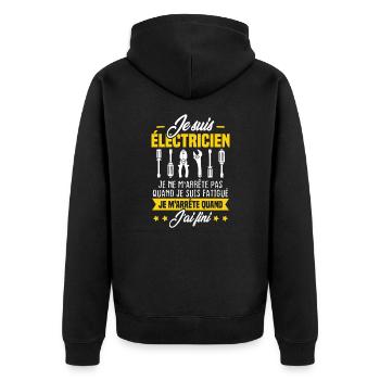 Je suis électricien m'arrête pas quand fatigué - Veste à capuche bio Premium Unisexe - noir - Dos - Nico (187cm)