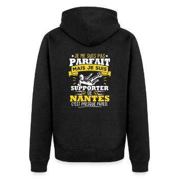 pas parfait mais je suis supporter de Nantes - Veste à capuche bio Premium Unisexe - noir - Dos - Nico (187cm)