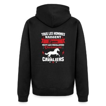 Les meilleurs hommes deviennent Cavaliers humour - Veste à capuche bio Premium Unisexe - noir - Dos - Nico (187cm)