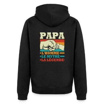 Papa L'homme Le mythe La Légende - Veste à capuche bio Premium Unisexe - noir - Dos - Nico (187cm)
