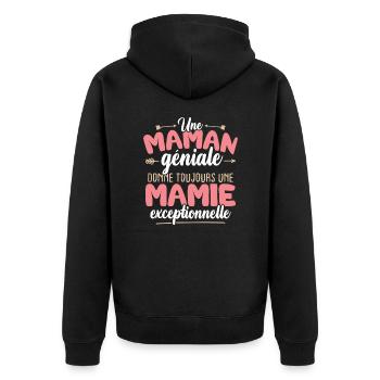 Maman géniale donne toujours mamie exceptionelle - Veste à capuche bio Premium Unisexe - noir - Dos - Nico (187cm)