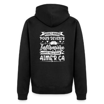 Assez douée pour devenir infirmière Humour - Veste à capuche bio Premium Unisexe - noir - Dos - Nico (187cm)