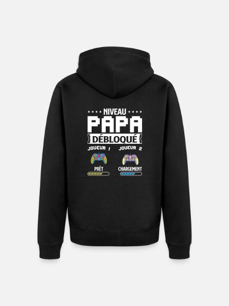 Niveau papa débloqué, Futur Papa Gamer - Veste à capuche bio Premium Unisexe - noir