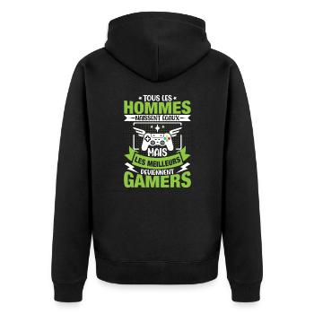Hommes naissent égaux meilleurs deviennent gamers - Veste à capuche bio Premium Unisexe - noir - Dos - Nico (187cm)