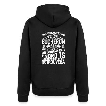 Sois toujours sympa avec un bûcheron - Veste à capuche bio Premium Unisexe - noir - Dos - Nico (187cm)