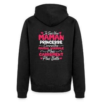 Je Suis Une Maman Princesse Carrément Plus Belle - Veste à capuche bio Premium Unisexe - noir - Dos - Nico (187cm)