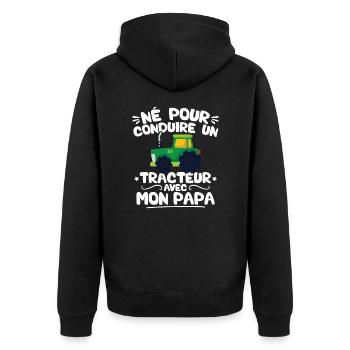Né pour conduire des tracteurs avec mon papa - Veste à capuche bio Premium Unisexe - noir - Dos - Nico (187cm)