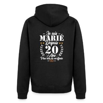 Je suis marié depuis 20 ans, Cadeau 20 mariage - Veste à capuche bio Premium Unisexe - noir - Dos - Nico (187cm)