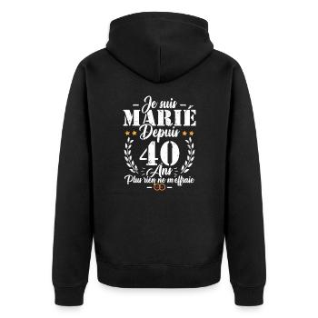 Je suis marié depuis 40 ans, Cadeau 40 mariage - Veste à capuche bio Premium Unisexe - noir - Dos - Nico (187cm)