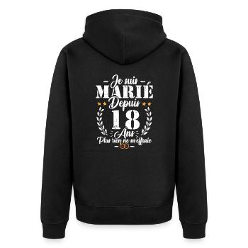 Je suis marié depuis 18 ans, Cadeau 18 mariage - Veste à capuche bio Premium Unisexe - noir - Dos - Nico (187cm)