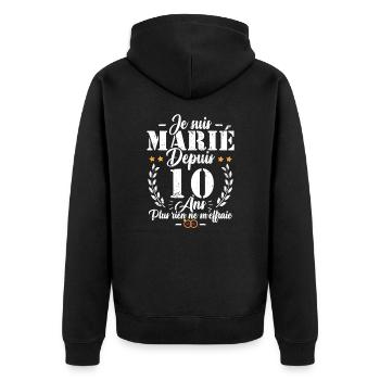 Je suis marié depuis 10 ans, Cadeau 10 mariage - Veste à capuche bio Premium Unisexe - noir - Dos - Nico (187cm)
